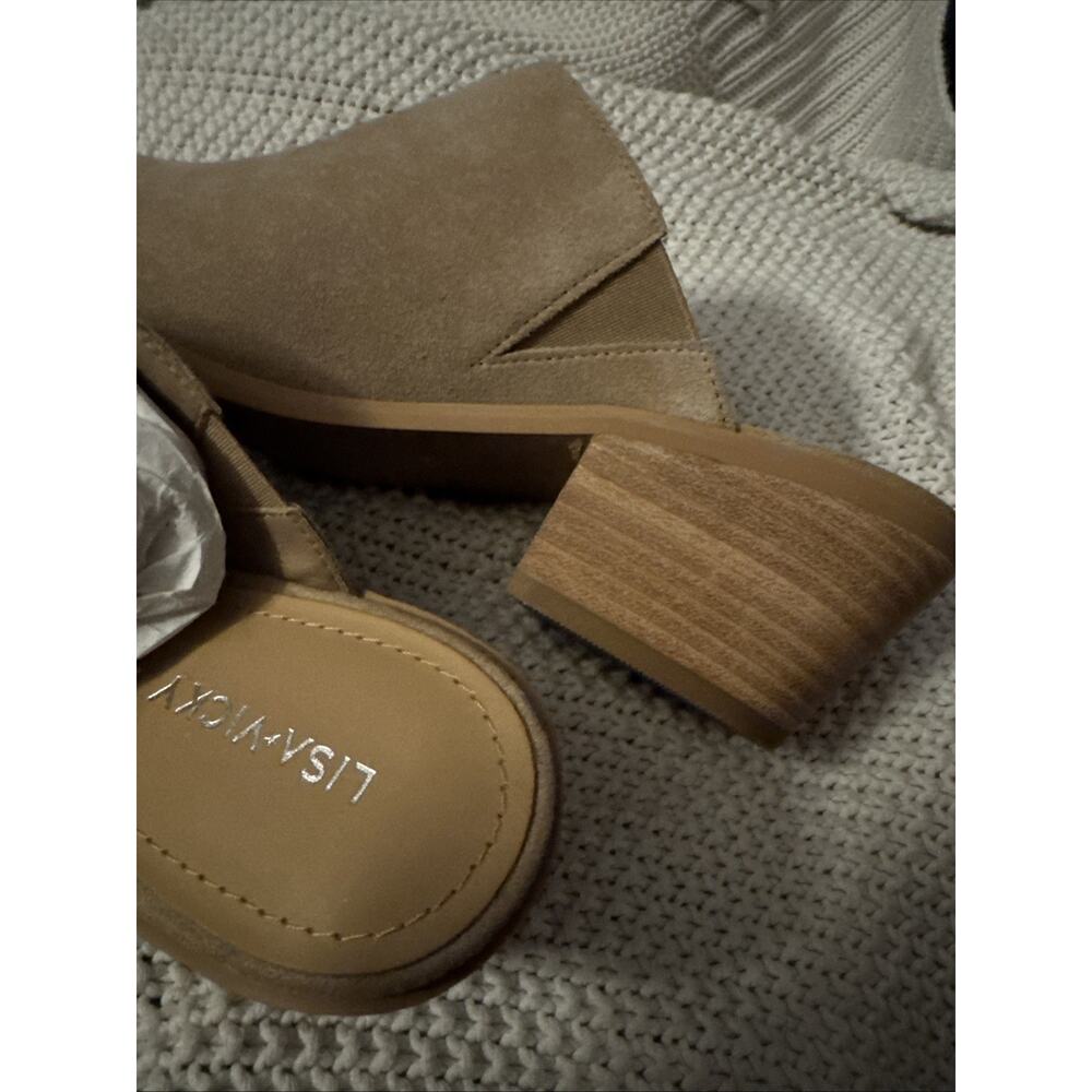 Lisa Vicky Skip V Mule Tan/Camel Suede Size 9 M Western Cowboy Boot Look NIB NEW - Picture 4 of 8